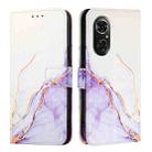 For Honor 50 SE / Huawei nova 9 SE PT003 Marble Pattern Flip Leather Phone Case(White Purple) - 2