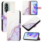 For Honor 60 Pro PT003 Marble Pattern Flip Leather Phone Case(White Purple) - 1