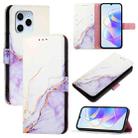 For Honor 60 SE PT003 Marble Pattern Flip Leather Phone Case(White Purple) - 1