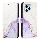 For Honor 60 SE PT003 Marble Pattern Flip Leather Phone Case(White Purple) - 2