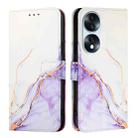 For Honor 70 PT003 Marble Pattern Flip Leather Phone Case(White Purple) - 2