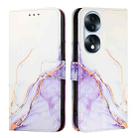 For Honor 70 Pro PT003 Marble Pattern Flip Leather Phone Case(White Purple) - 2