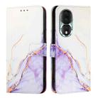 For Honor 80 PT003 Marble Pattern Flip Leather Phone Case(White Purple) - 2