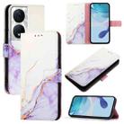 For Honor 90 Smart / X7b / Play 50 Plus PT003 Marble Pattern Flip Leather Phone Case(White Purple) - 1