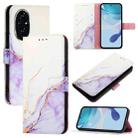 For Honor 200 PT003 Marble Pattern Flip Leather Phone Case(White Purple) - 1