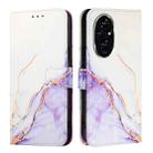 For Honor 200 PT003 Marble Pattern Flip Leather Phone Case(White Purple) - 2