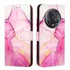 For Honor Magic5 Pro PT003 Marble Pattern Flip Leather Phone Case(Pink Purple Gold) - 2