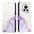 For Honor Magic6 PT003 Marble Pattern Flip Leather Phone Case(White Purple) - 2