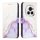 For Honor Magic6 Pro PT003 Marble Pattern Flip Leather Phone Case(White Purple) - 2