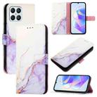 For Honor X8 4G / X30i / Play6T Pro PT003 Marble Pattern Flip Leather Phone Case(White Purple) - 1