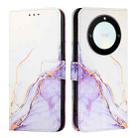 For Honor X40 / X9a / Magic5 Lite PT003 Marble Pattern Flip Leather Phone Case(White Purple) - 2