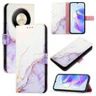 For Honor X9b / Magic6 Lite 5G PT003 Marble Pattern Flip Leather Phone Case(White Purple) - 1