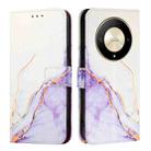 For Honor X9b / Magic6 Lite 5G PT003 Marble Pattern Flip Leather Phone Case(White Purple) - 2