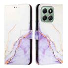 For Honor X6b PT003 Marble Pattern Flip Leather Phone Case(White Purple) - 3