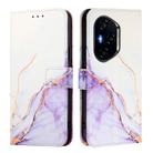For Honor 300 Pro / 300 Ultra PT003 Marble Pattern Flip Leather Phone Case(White Purple) - 3