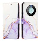 For Honor X9c Smart 5G PT003 Marble Pattern Flip Leather Phone Case(White Purple) - 3