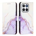 For Honor X8c 4G PT003 Marble Pattern Flip Leather Phone Case(White Purple) - 2
