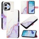 For Honor 400 Lite PT003 Marble Pattern Flip Leather Phone Case(White Purple) - 1