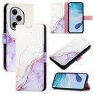 For Honor 400 Pro PT003 Marble Pattern Flip Leather Phone Case(White Purple) - 1