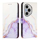 For Honor 400 Pro PT003 Marble Pattern Flip Leather Phone Case(White Purple) - 2