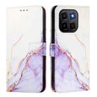 For Honor X6c 4G PT003 Marble Pattern Flip Leather Phone Case(White Purple) - 2