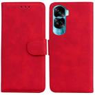 For Honor 90 Lite Skin Feel Pure Color Flip Leather Phone Case(Red) - 1