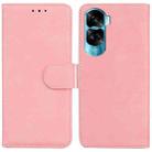 For Honor 90 Lite Skin Feel Pure Color Flip Leather Phone Case(Pink) - 1