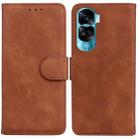 For Honor 90 Lite Skin Feel Pure Color Flip Leather Phone Case(Brown) - 1