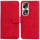 For Honor 90 Pro Skin Feel Pure Color Flip Leather Phone Case(Red) - 1