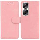 For Honor 90 Pro Skin Feel Pure Color Flip Leather Phone Case(Pink) - 1