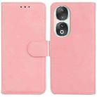 For Honor 90 Skin Feel Pure Color Flip Leather Phone Case(Pink) - 1