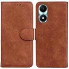 For Honor X5 Plus / Play 40C Skin Feel Pure Color Flip Leather Phone Case(Brown) - 1