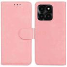 For Honor X6a Skin Feel Pure Color Flip Leather Phone Case(Pink) - 1