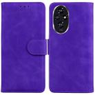 For Honor 200 5G Skin Feel Pure Color Flip Leather Phone Case(Purple) - 1