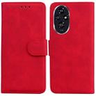 For Honor 200 5G Skin Feel Pure Color Flip Leather Phone Case(Red) - 1