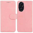 For Honor 200 5G Skin Feel Pure Color Flip Leather Phone Case(Pink) - 1