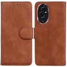 For Honor 200 5G Skin Feel Pure Color Flip Leather Phone Case(Brown) - 1