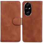 For Honor 200 Pro 5G Skin Feel Pure Color Flip Leather Phone Case(Brown) - 1