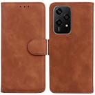 For Honor 200 Lite Global Skin Feel Pure Color Flip Leather Phone Case(Brown) - 1