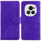 For Honor Magic6 Pro Skin Feel Pure Color Flip Leather Phone Case(Purple) - 1