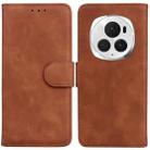 For Honor Magic6 Pro Skin Feel Pure Color Flip Leather Phone Case(Brown) - 1