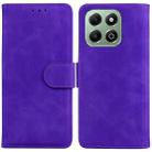 For Honor X6b Skin Feel Pure Color Flip Leather Phone Case(Purple) - 1