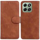 For Honor X6b Skin Feel Pure Color Flip Leather Phone Case(Brown) - 1