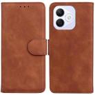 For Honor X60i Skin Feel Pure Color Flip Leather Phone Case(Brown) - 1