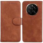 For Honor Magic7 Skin Feel Pure Color Flip Leather Phone Case(Brown) - 1