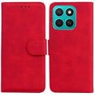 For Honor X8c 4G Skin Feel Pure Color Flip Leather Phone Case(Red) - 1