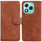 For Honor 400 Lite Skin Feel Pure Color Flip Leather Phone Case(Brown) - 1