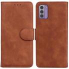 For Nokia G42 Skin Feel Pure Color Flip Leather Phone Case(Brown) - 1