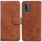 For Nokia XR21 Skin Feel Pure Color Flip Leather Phone Case(Brown) - 1