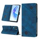 For Honor 90 Lite Skin-feel Embossed Leather Phone Case(Blue) - 1